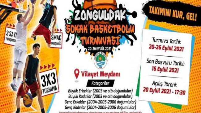 Zonguldak’ta 3×3 Sokak Basketbolu Turnuvası heyecanı başlıyor
